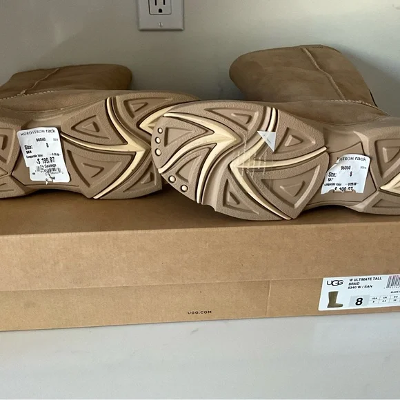NEW IN BOX WOMENS UGG ULTIMATE TALL BRAID BOOTS SIZE 8 IN CAMEL COLOR - Picture 4 of 5